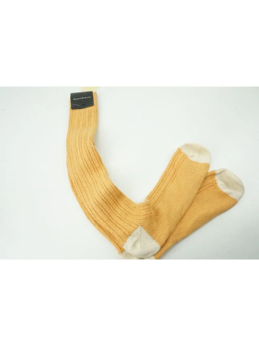 Rubinacci Wheat Yellow Silk Linen Long Dress Socks Sz 13 BRAND NEW